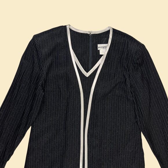 70s black & silver dress w/ built-in jacket by Perceptions by Irene B, size 16 - Picture 9 of 9